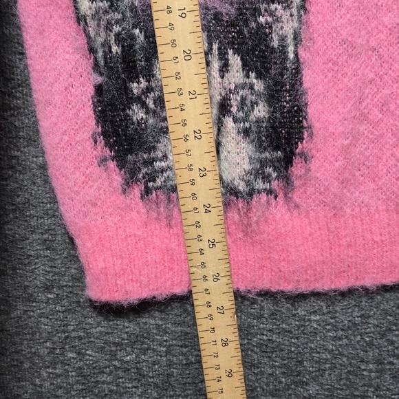 Oxknit Women's Fuzzy Pink Cat Rose Long Sleeve Sweater Size M New With Tags - Picture 4 of 8
